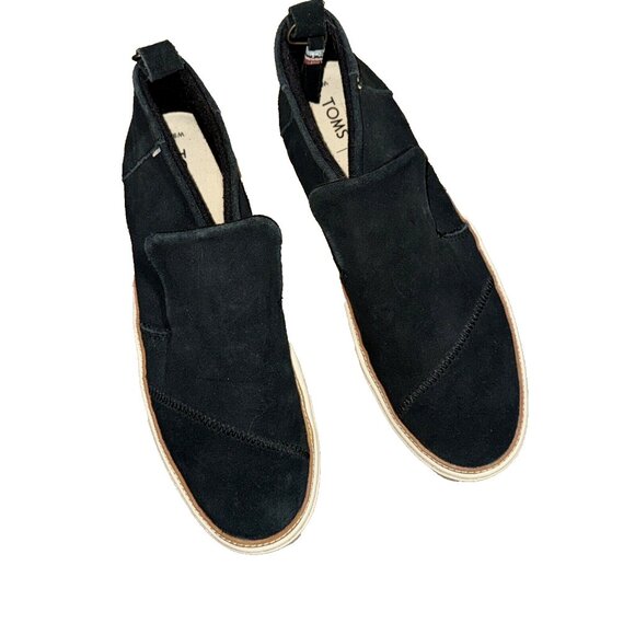 Toms Womens Paxton Sneakers Black Suede Size 9.5 Wide - Picture 1 of 5